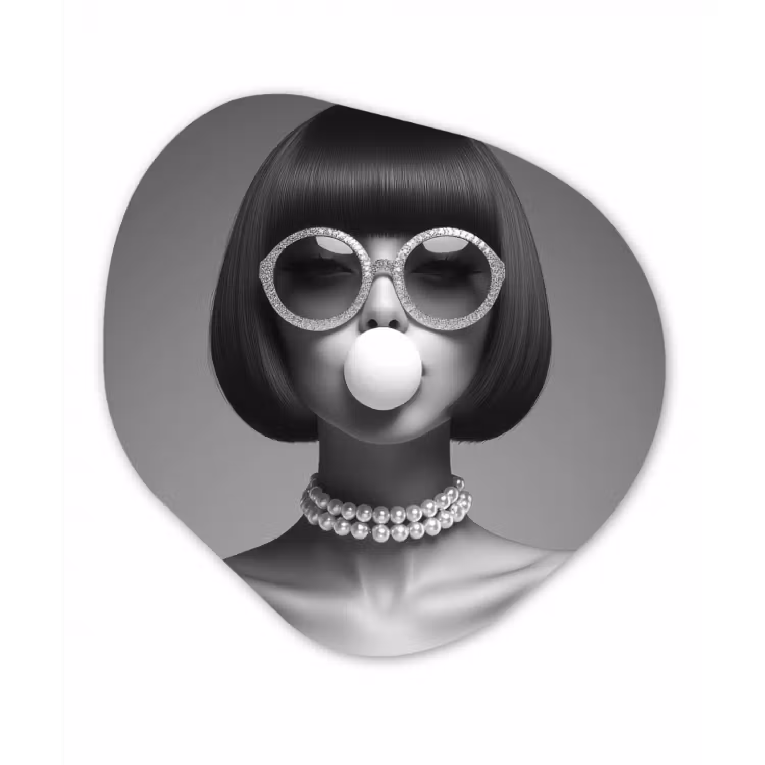Forexbild Organische Form - Frau - Schwarz und weiß - Halskette - Sonnenbrille