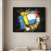 Graffiti - Sport - Volleybal - Bal Textielframe zwart klein -sfeer2