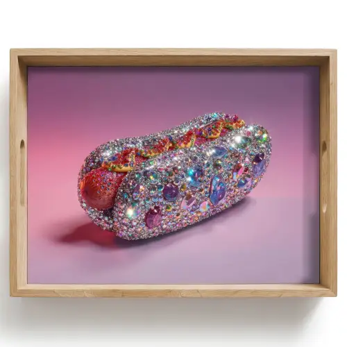 Hotdog - Steentjes - Glitters - Paars Dienblad Rechthoek middel -z3d_shopping