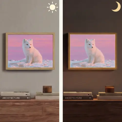 Poolvos - Sneeuw - Roze Light Box met batterij (Wandlamp) middel -sfeer3