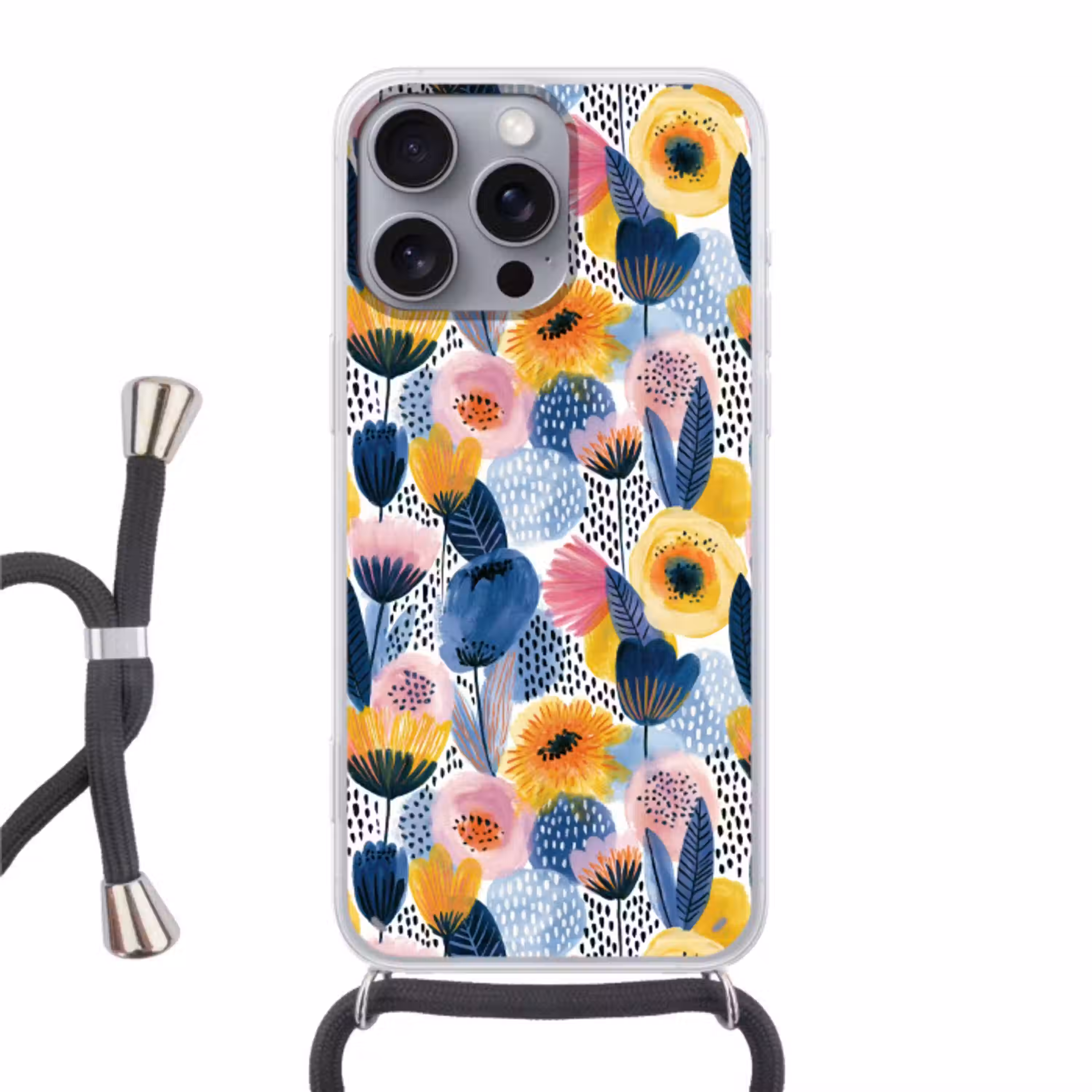 Creatief - Patroon - Kleurrijk Hoesje iPhone 16 Pro Max met koord klein 804 -3d