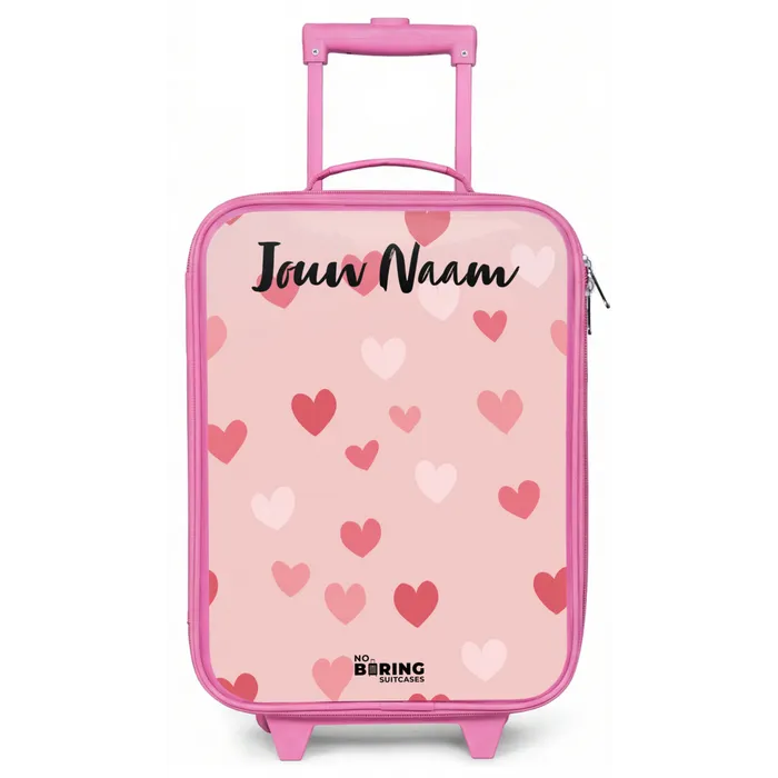 Hartjes - Patroon - Roze Kinderkoffer - Roze klein -zz3dotto