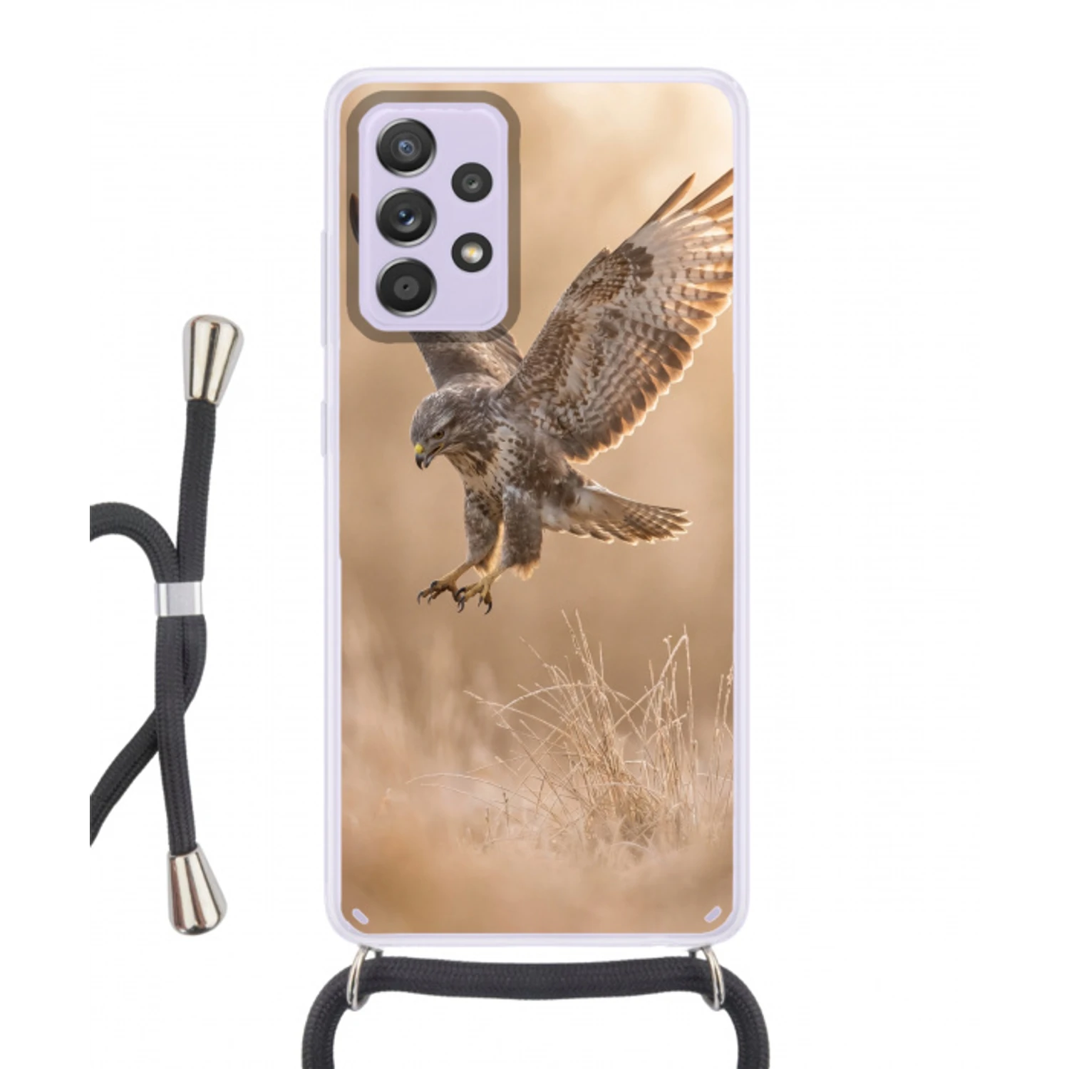 Buizerd - Roofvogel - Natuur - Bruin Hoesje Samsung Galaxy A52 5G met koord klein -3d
