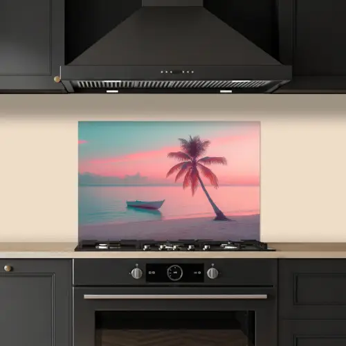 Zee - Boot - Zonsondergang keuken achterwand spatscherm klein -sfeer1