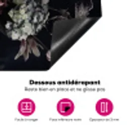 Bloemen - Vintage - Pastel - Zwart - Boeket Inductie beschermer vinyl 3mm middel -ysfeer4_website_FR