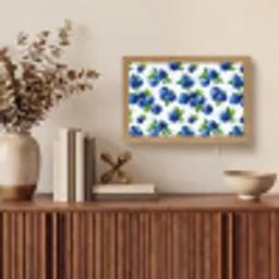 Bessen - Patroon - Blauw Light Box met kabel (Tafellamp) klein 924 -sfeer2