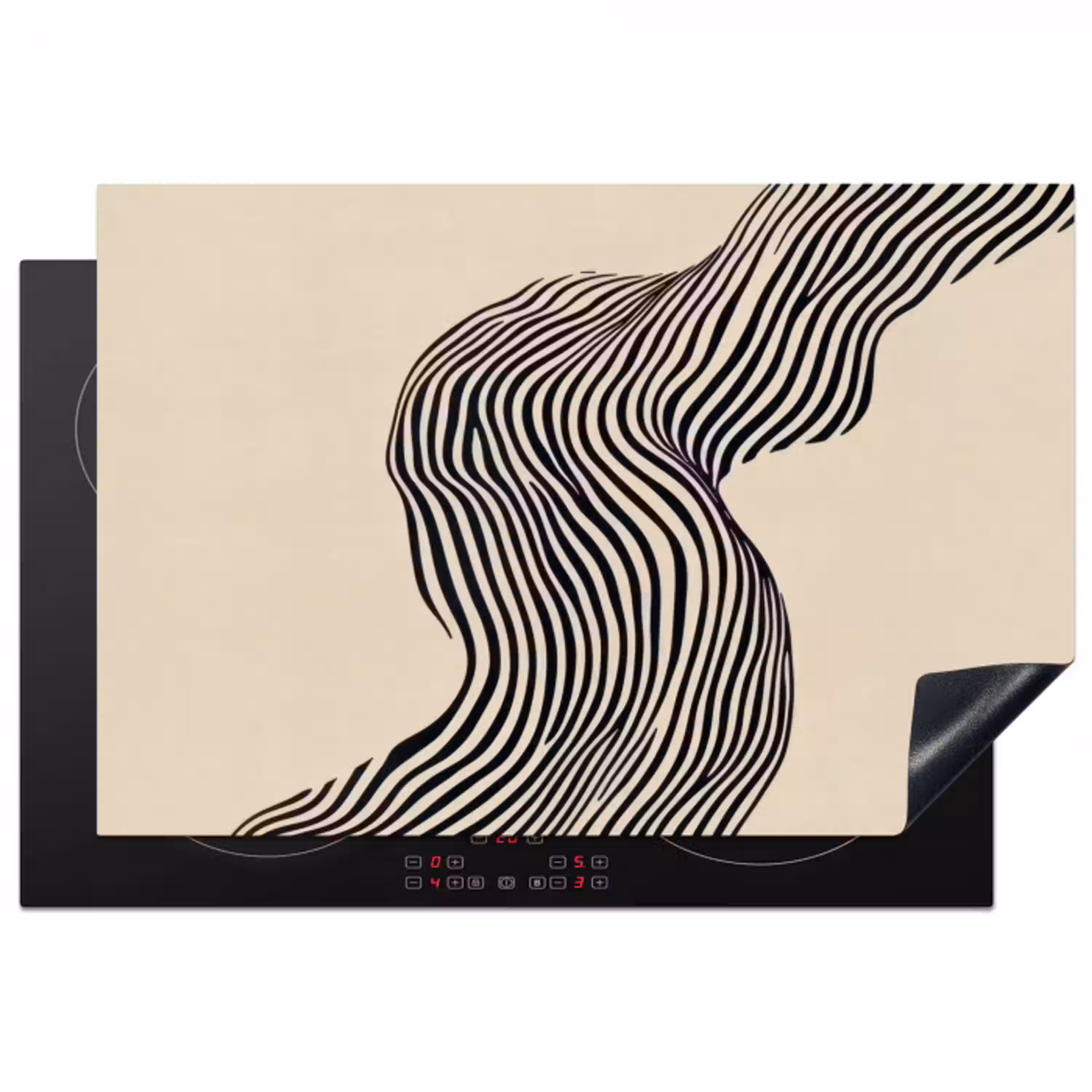 Golvend - Lijnen - Abstract - Silhouet Inductie beschermer vinyl 3mm klein -3d