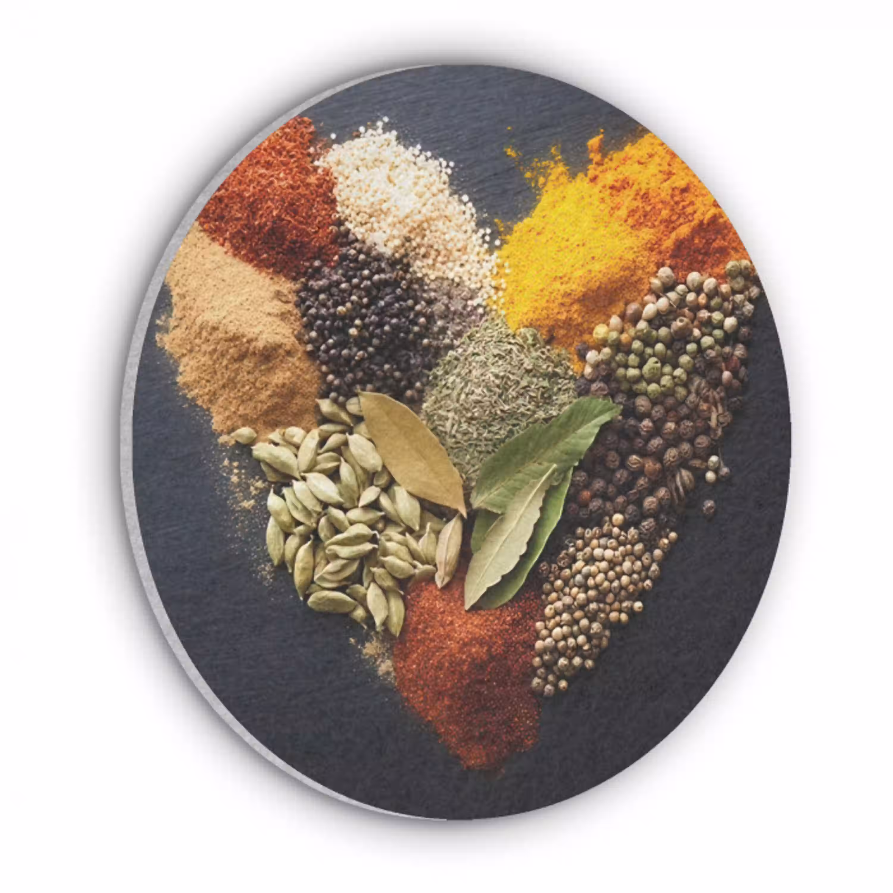 Specerijen - Mix - Hartvorm - Zwart Akoestische PET Vilt - Rond klein -3d
