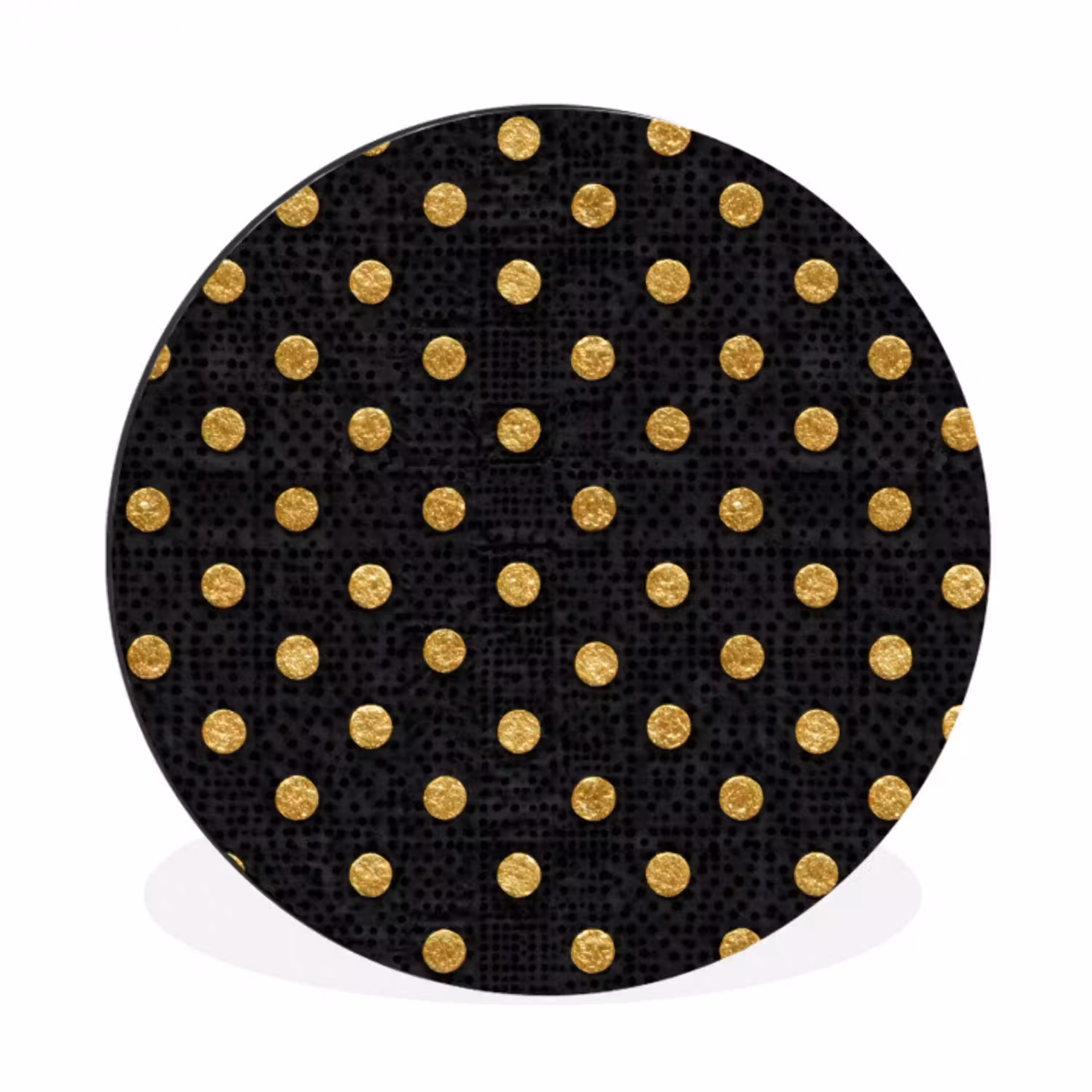 Polka Dot - Stippen - Goud - Zwart Wandcirkel aluminium klein 190 -3d