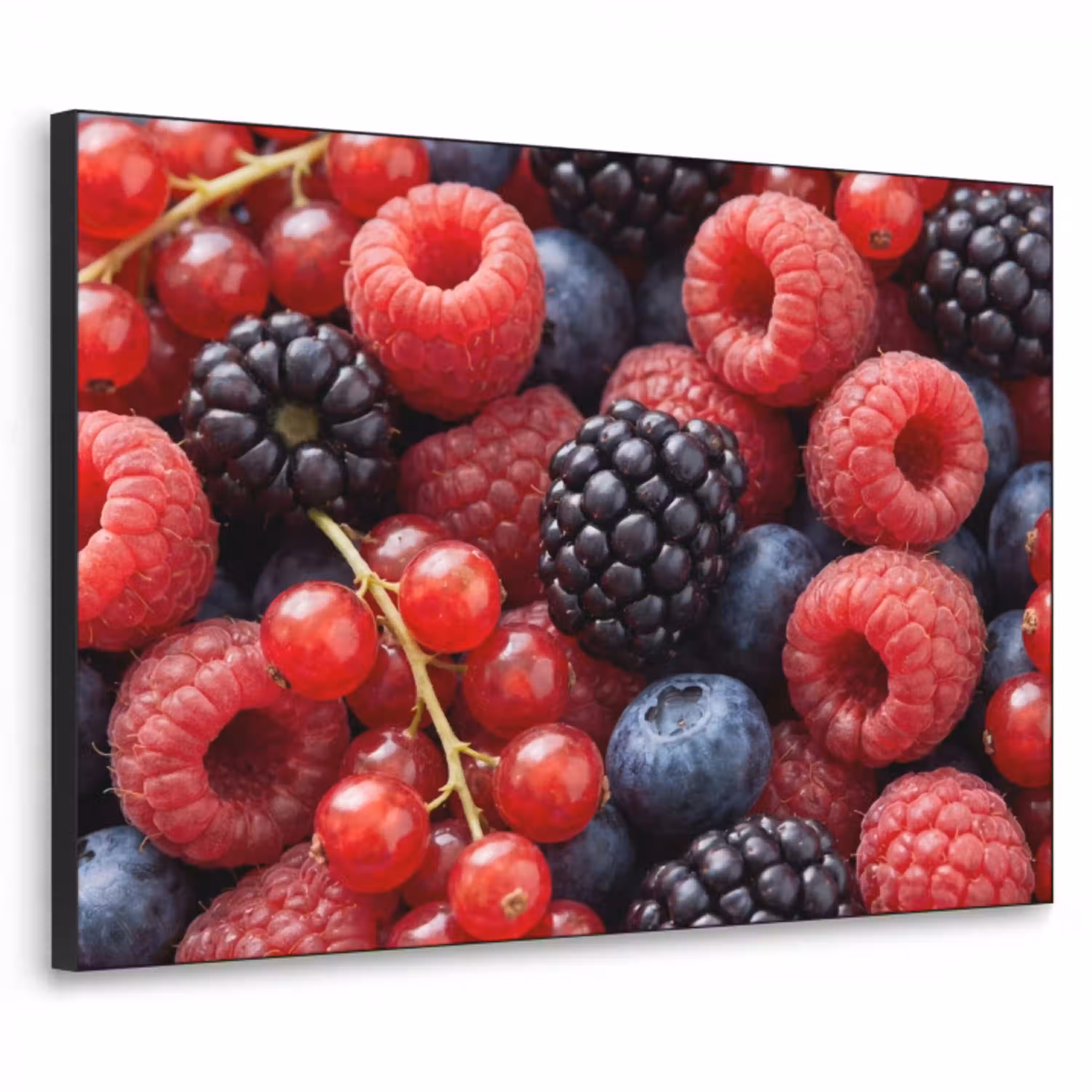 Bessen - Mix - Vers - Eten - Kleurrijk Textielframe zwart klein -3d