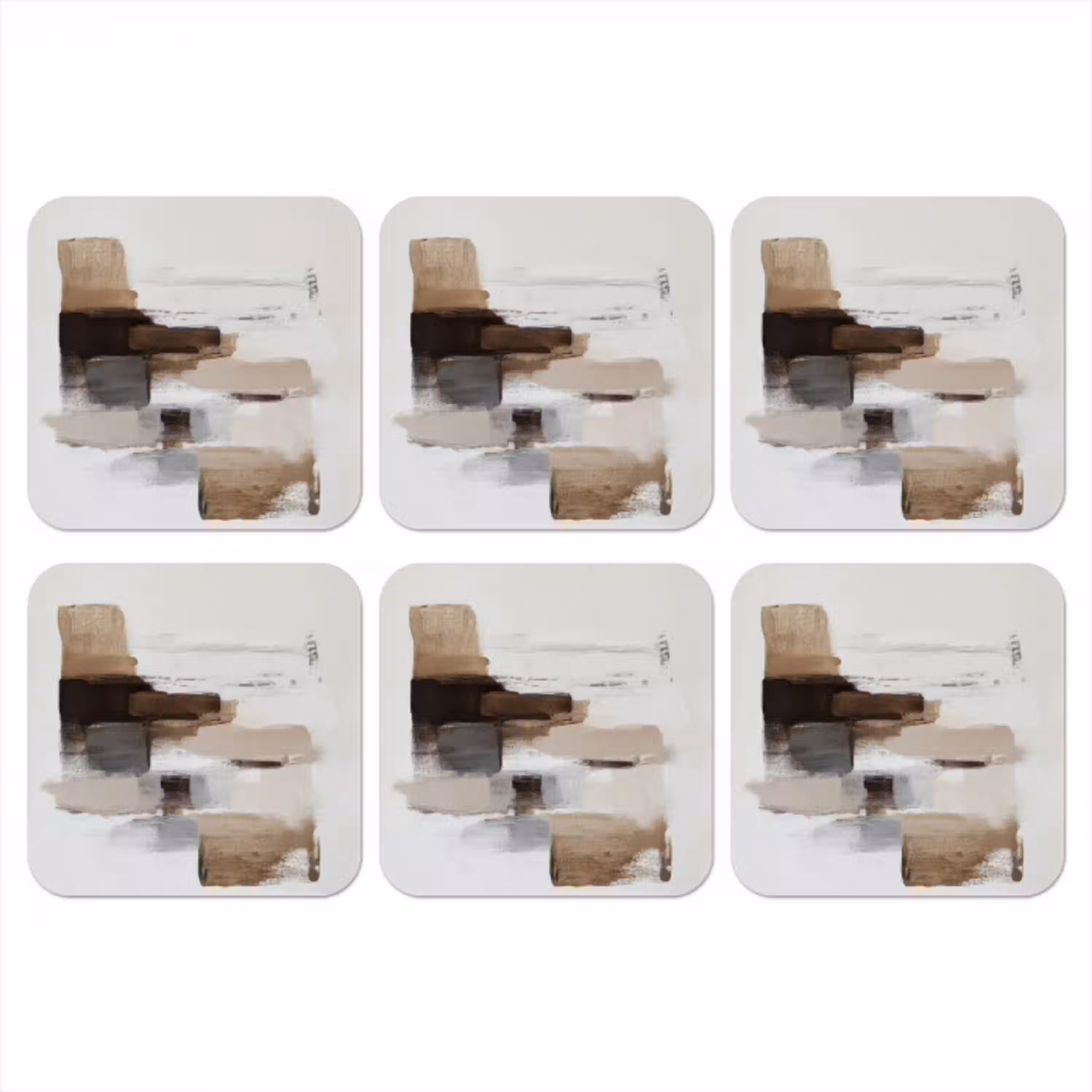 Penseelstreken - Balans - Beige - Bruin onderzetter kurk middel -3d