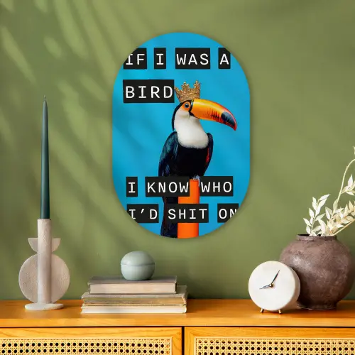 Vogel - Toekan - Blauw - Quotes Wandcirkel Ovaal Forex klein -sfeer2