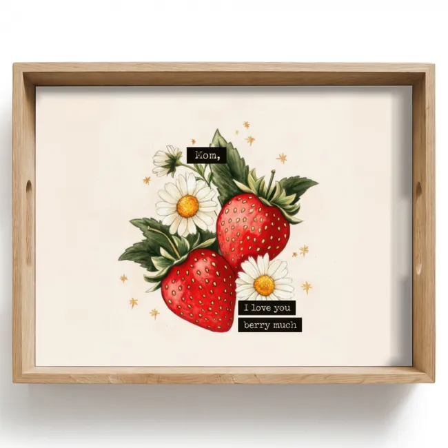 Dienblad - Aardbeien - Madeliefjes - Quote - Sterretjes