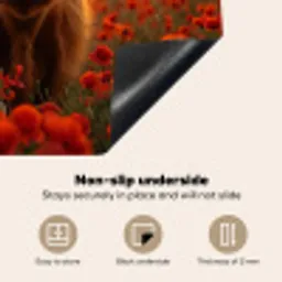 Schotse hooglander - Rozen - Bloemenveld - Zonsondergang Inductie beschermer vinyl 3mm middel -vsfeer4_ENG