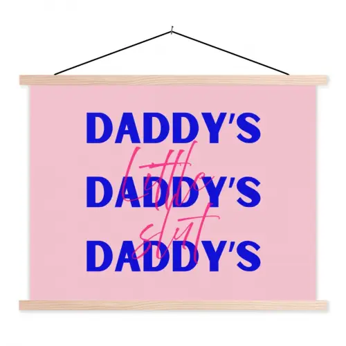Daddy's - Blauw - Blokletters textielposter latten blank klein -3d