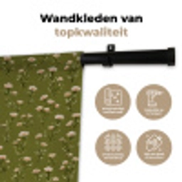 Landelijk - Bloemen -  Groen Wandkleed katoen klein 269 -sfeer2