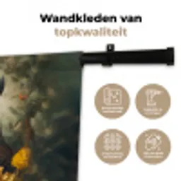 Uil - Vogels - Bloemen - Natuur Wandkleed katoen klein -sfeer2