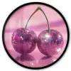 Glitter - Discobol - Roze - Kersen Fotolijst rond zonder passe partout klein -3d