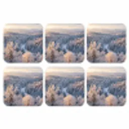 Bos - Bergen - Goud - Winter - Warm onderzetter kurk middel -3d