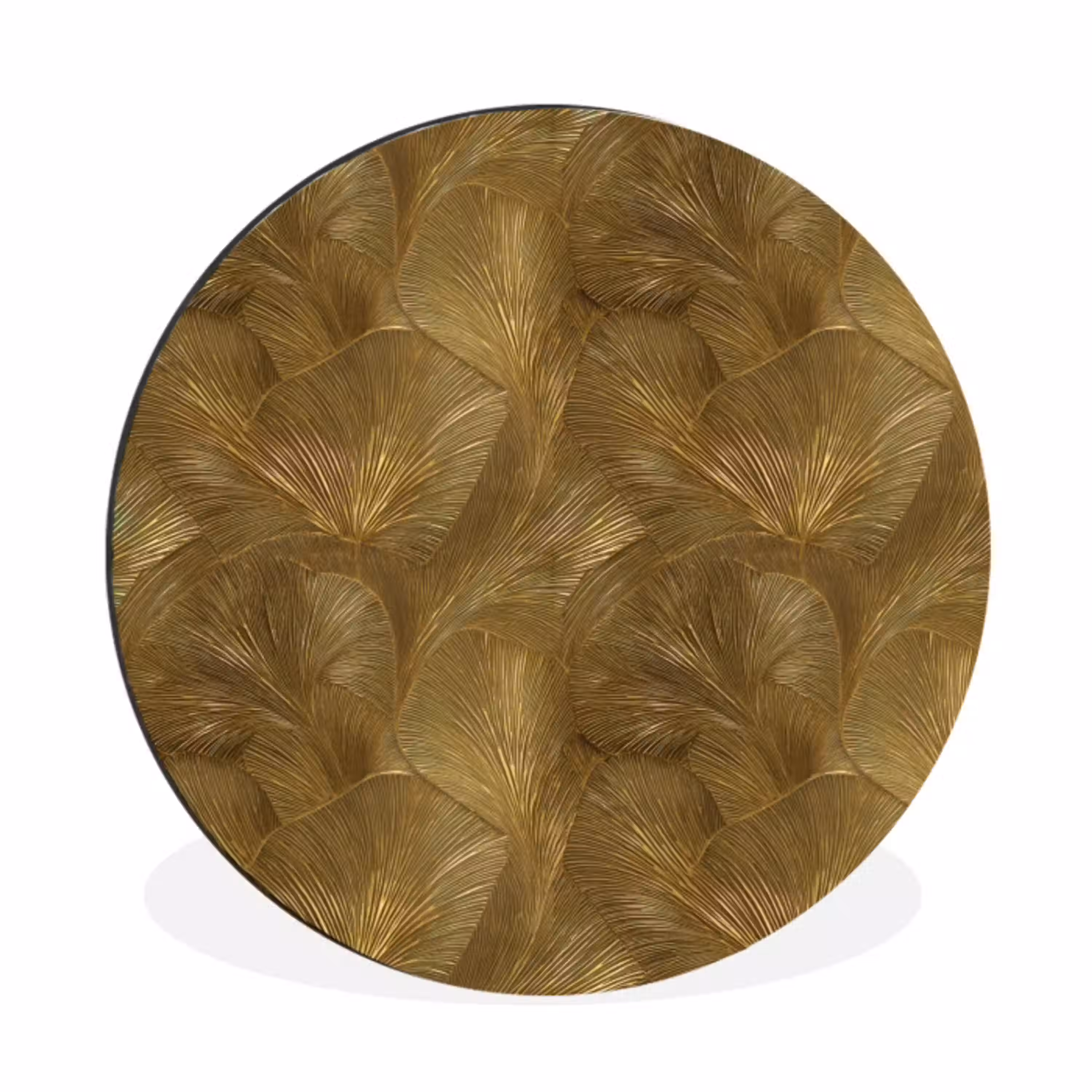 Organisch - Lijnen - Goud Wandcirkel aluminium klein 190 -3d