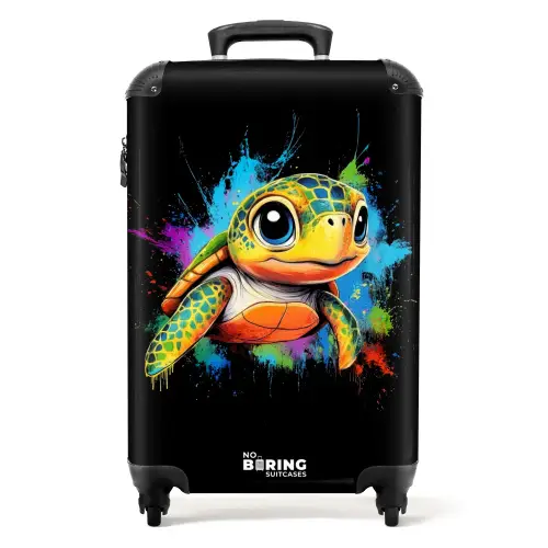 Schildpad met kleurrijke graffiti NBS - Handbagage koffer - Kinderen Unisex middel -productfoto_recht