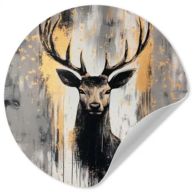 Abstract - Hert - Gewei - Goud Wandcirkel behangsticker klein -3d