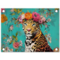 Luipaard - Bloemen - Kroon tuinposter los doek klein -3d