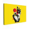 Hand - Rode cirkel - Geel canvas 2cm klein -z3d