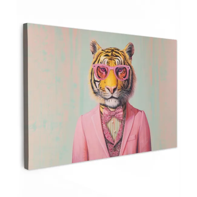 Tijger - Strik - Jasje - Roze canvas 2cm klein -z3d