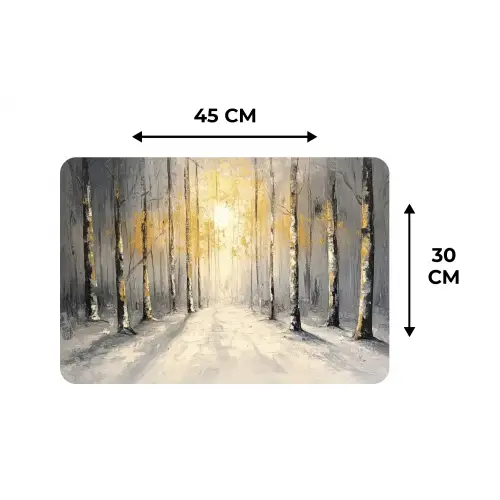 Winter - Abstract - Sneeuw - Natuur - Zon Placemat vinyl groot -specs