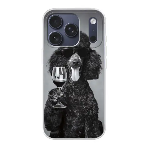 Hond - Krullen - Zonnebril - Wijn Telefoonhoesje iPhone 17 Pro klein -3d