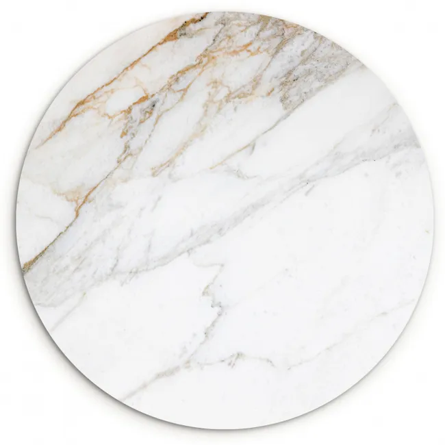 Marmer - Steen - Wit - Goud - Marmerlook - Steen - Luxe Wandcirkel kunststof plaat 5mm dik klein -3d