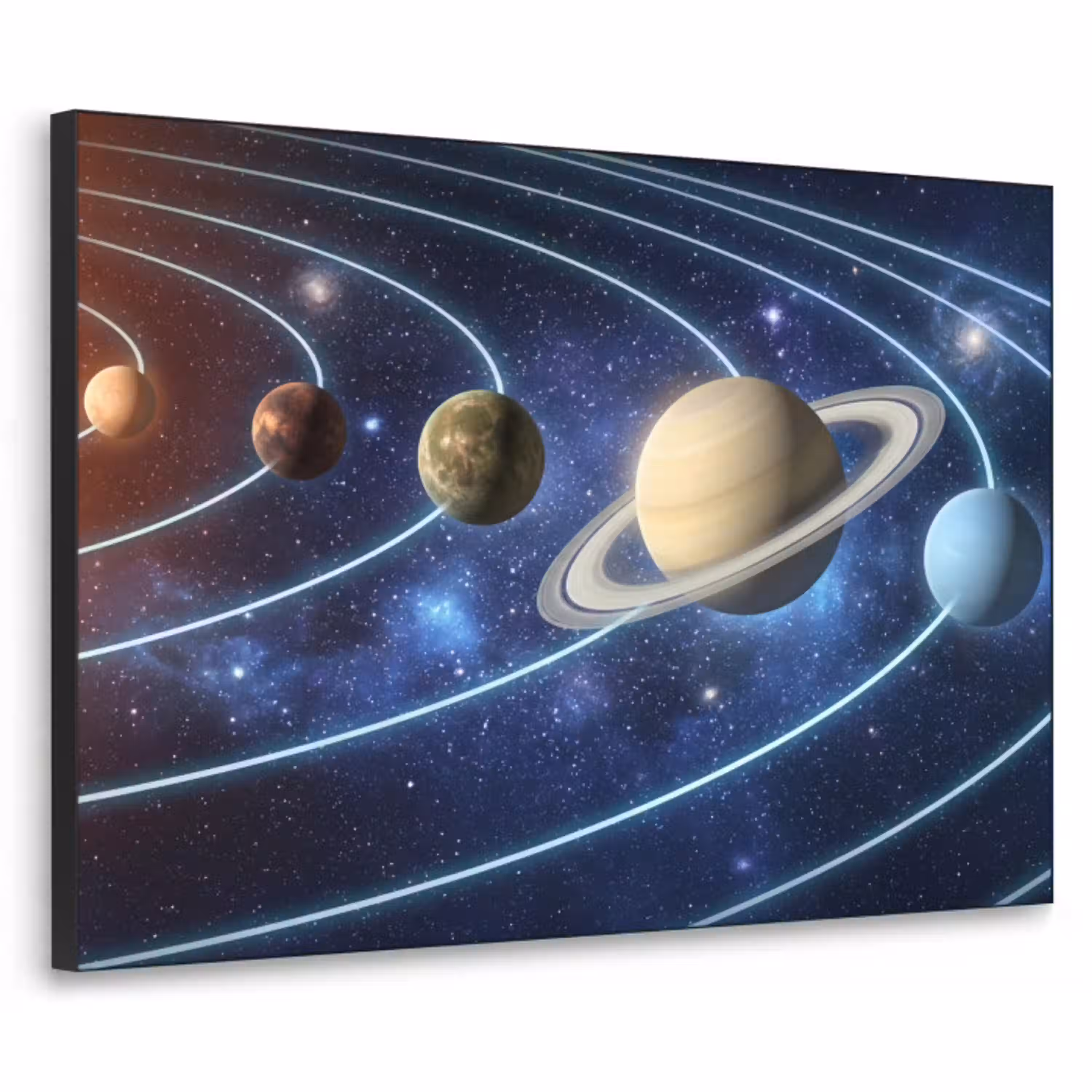 Ruimte - Zonnestelsel - Blauw Textielframe zwart klein -3d