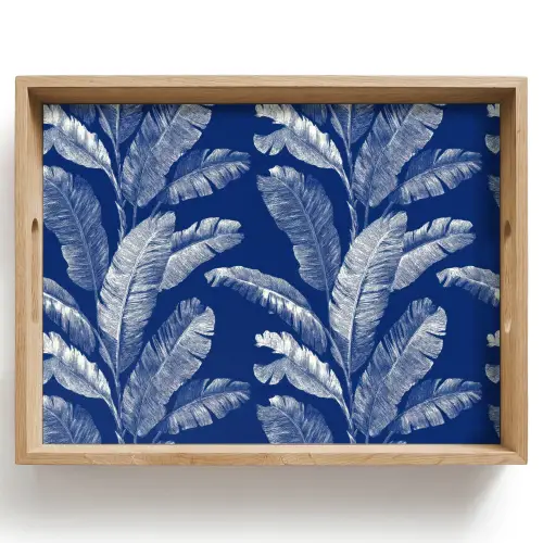 Blad - Palm - Blauw Dienblad Rechthoek middel 911 -z3d_shopping