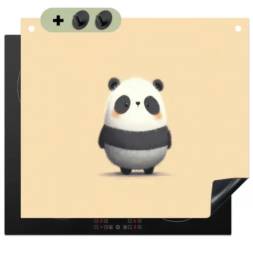 Panda - Beige - Minimalistisch Inductie beschemer met haakjes middel -3d