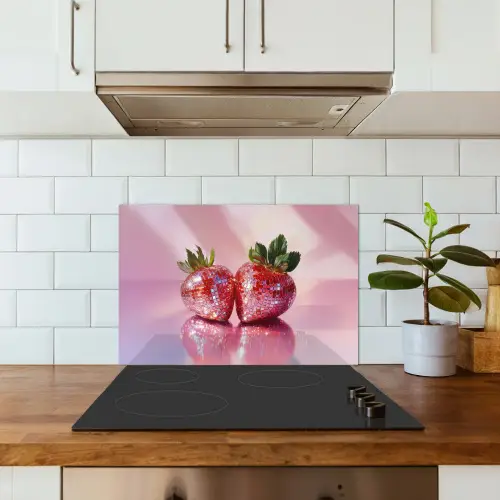 Disco - Fruit - Glitter - Strawberry keuken achterwand spatscherm klein -sfeer2