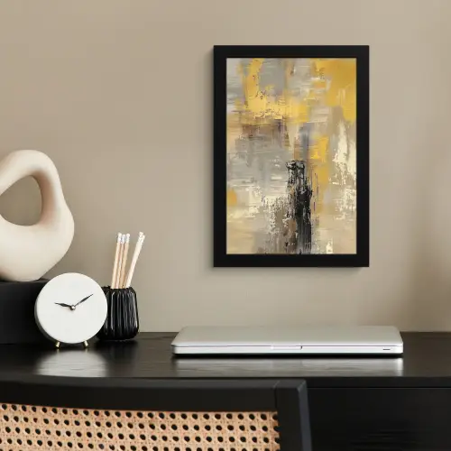 Abstract - Geel - Modern - Beige fotolijst zwart zonder passe partout klein -sfeer1