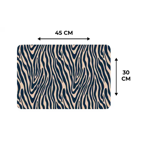 Zebra - Patroon - Blauw - Beige Placemat vinyl groot 368 -specs