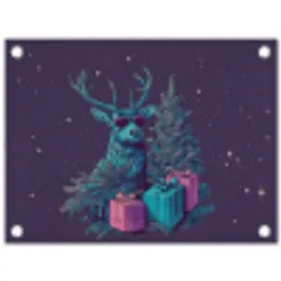 Rendier - Zonnebril - Neon - Kerstboom tuinposter los doek klein -3d