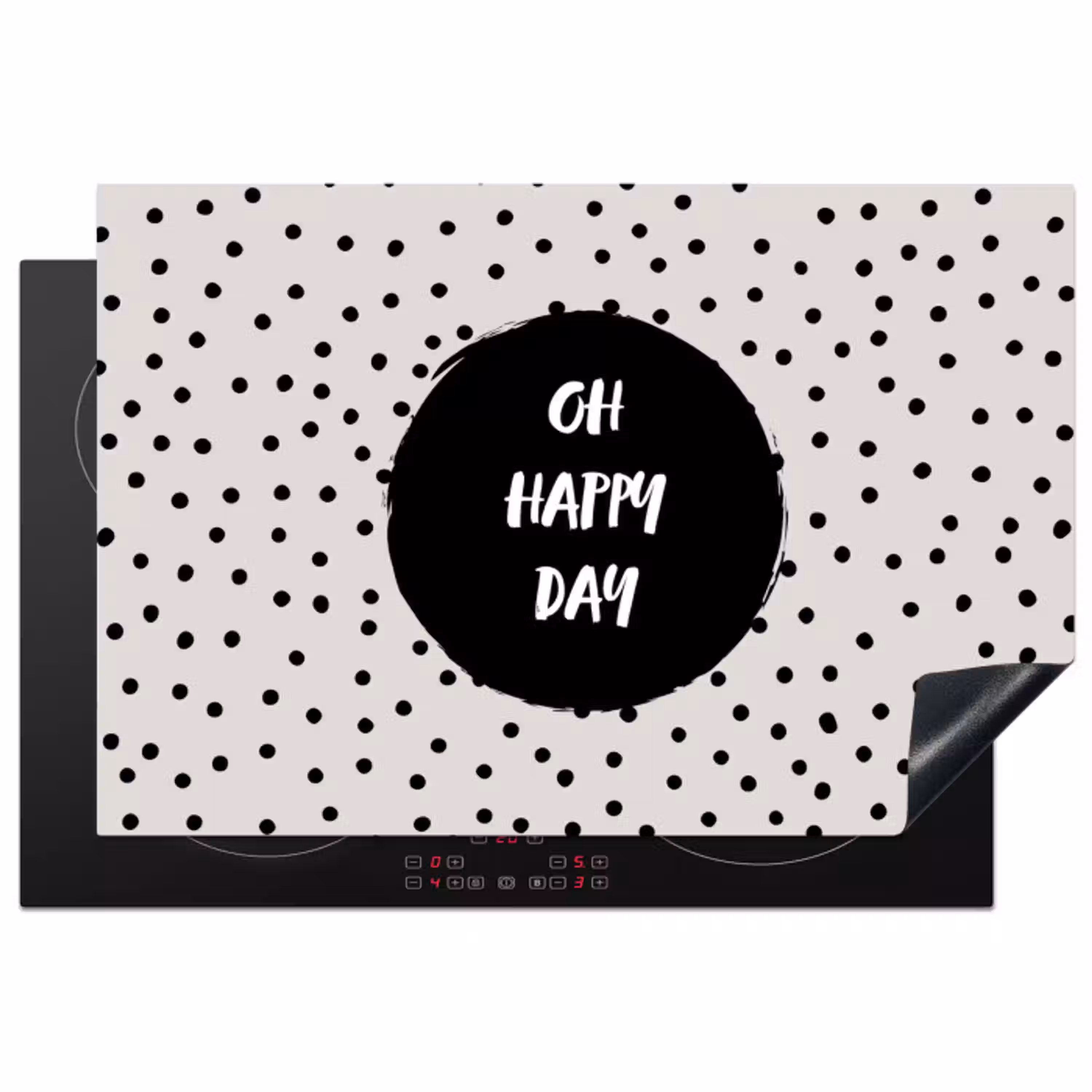 Quotes - Gelukkig - Tekst - Oh happy day Inductie beschermer vinyl 3mm klein -3d
