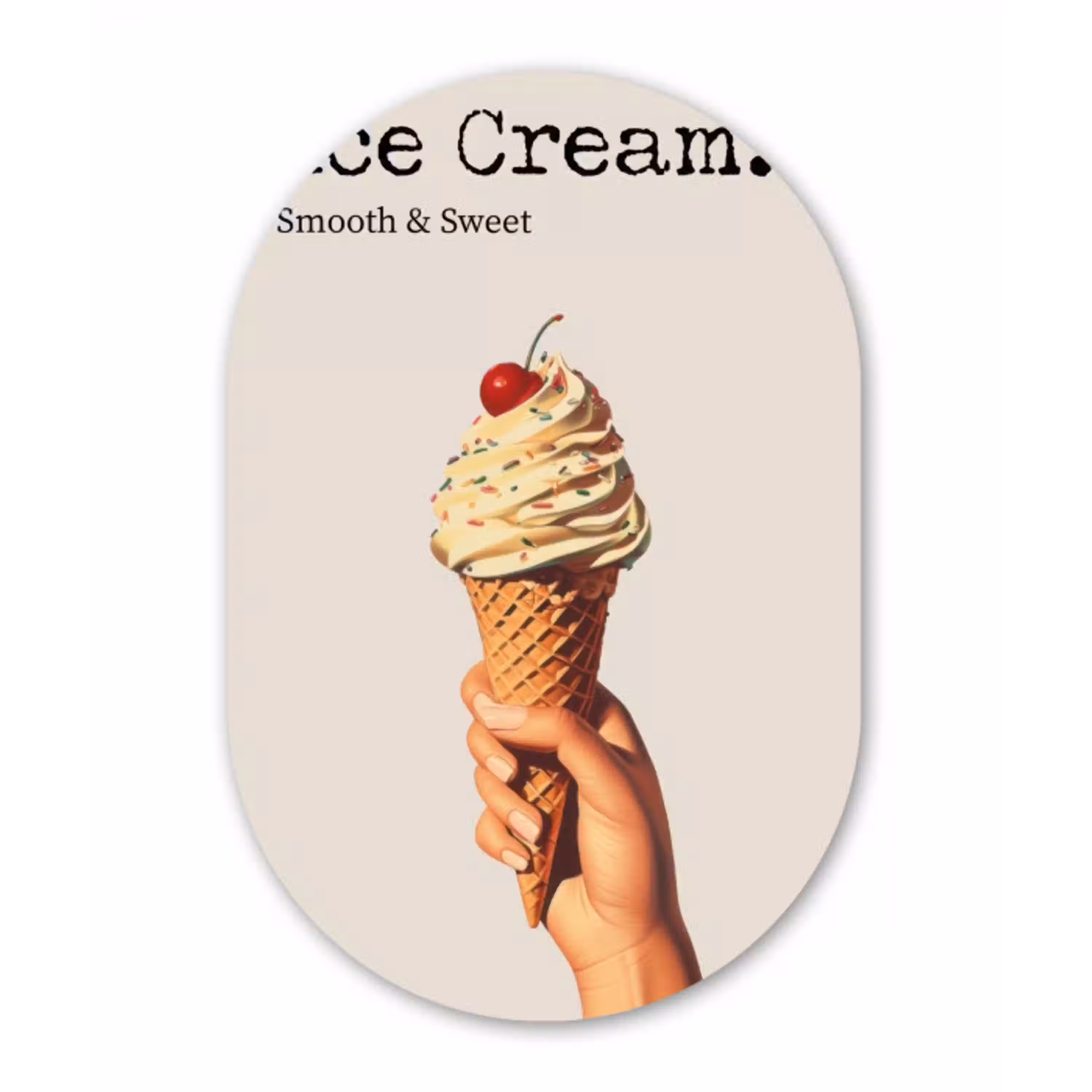 Ice cream - Softijs - Kleurrijk - Kers Wandcirkel Ovaal Aluminium middel -3d
