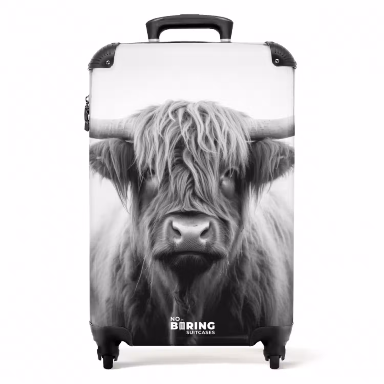 Suitcase - Scottish highlander in black and white