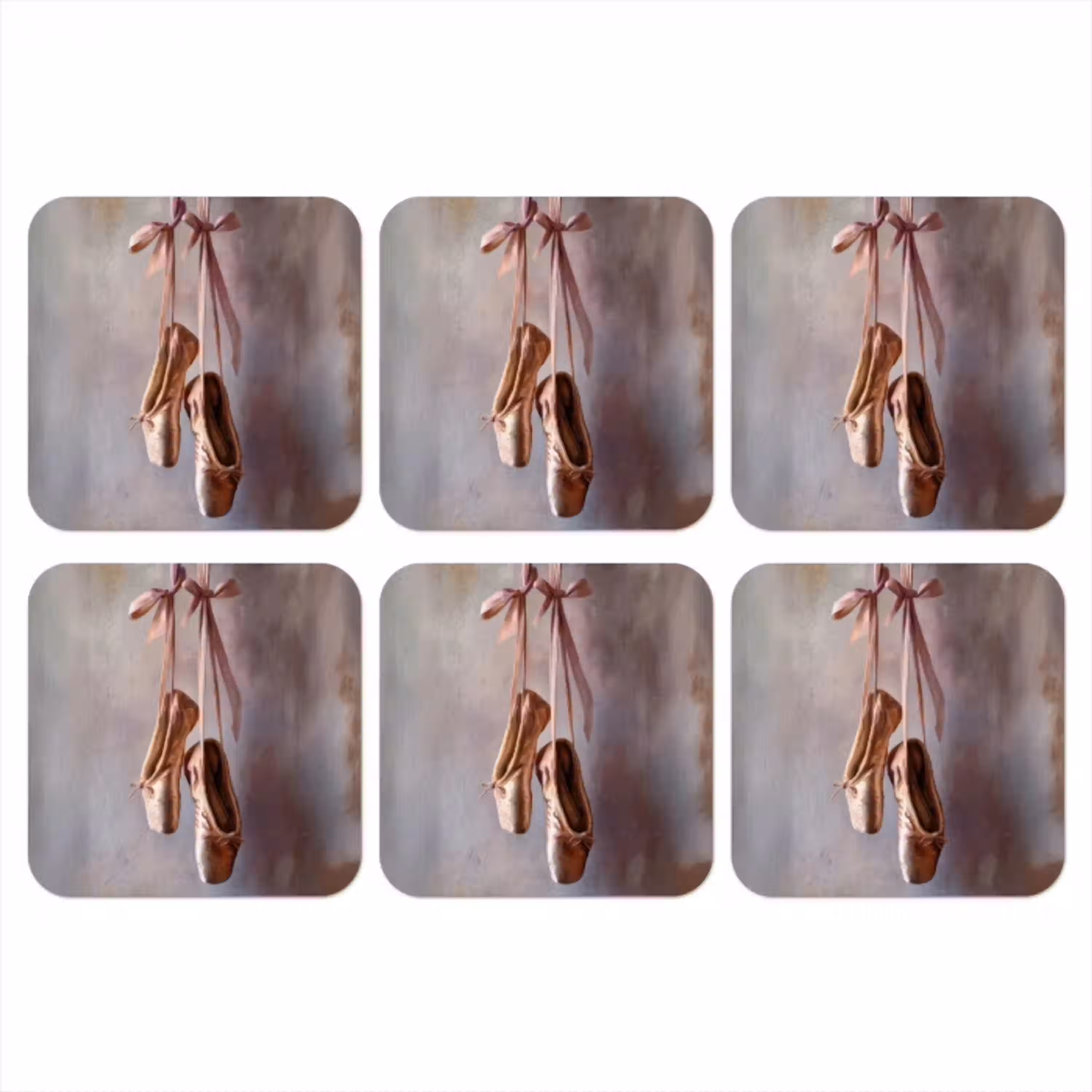Balletschoenen - Satijn - Aardetinten onderzetter kurk middel -3d