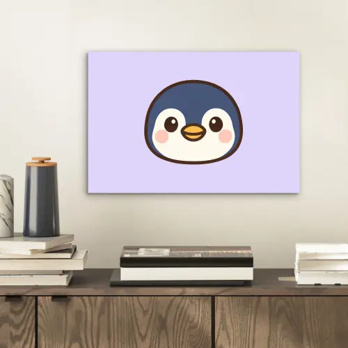 Pinguïn - Paars - Schattig aluminium wit klein -sfeer1
