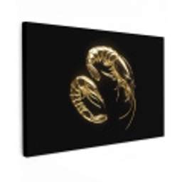 Garnalen - Zwart - Goud - Dieren Tuinposter op houten frame 2 cm dik klein -3d