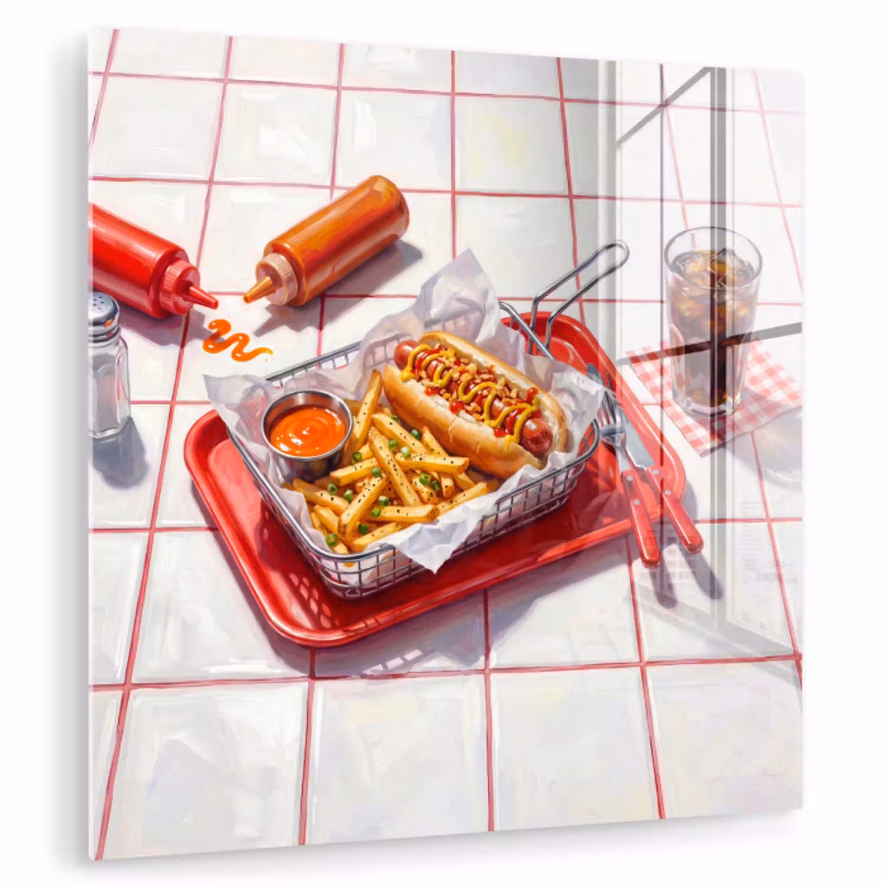 Eten - Hotdog - Fastfood - Modern - Rood plexiglas 5mm klein -zzzproduct_nieuw