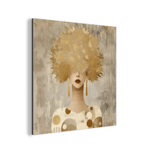 Goud - Portret - Vrouw aluminium wit klein -3d