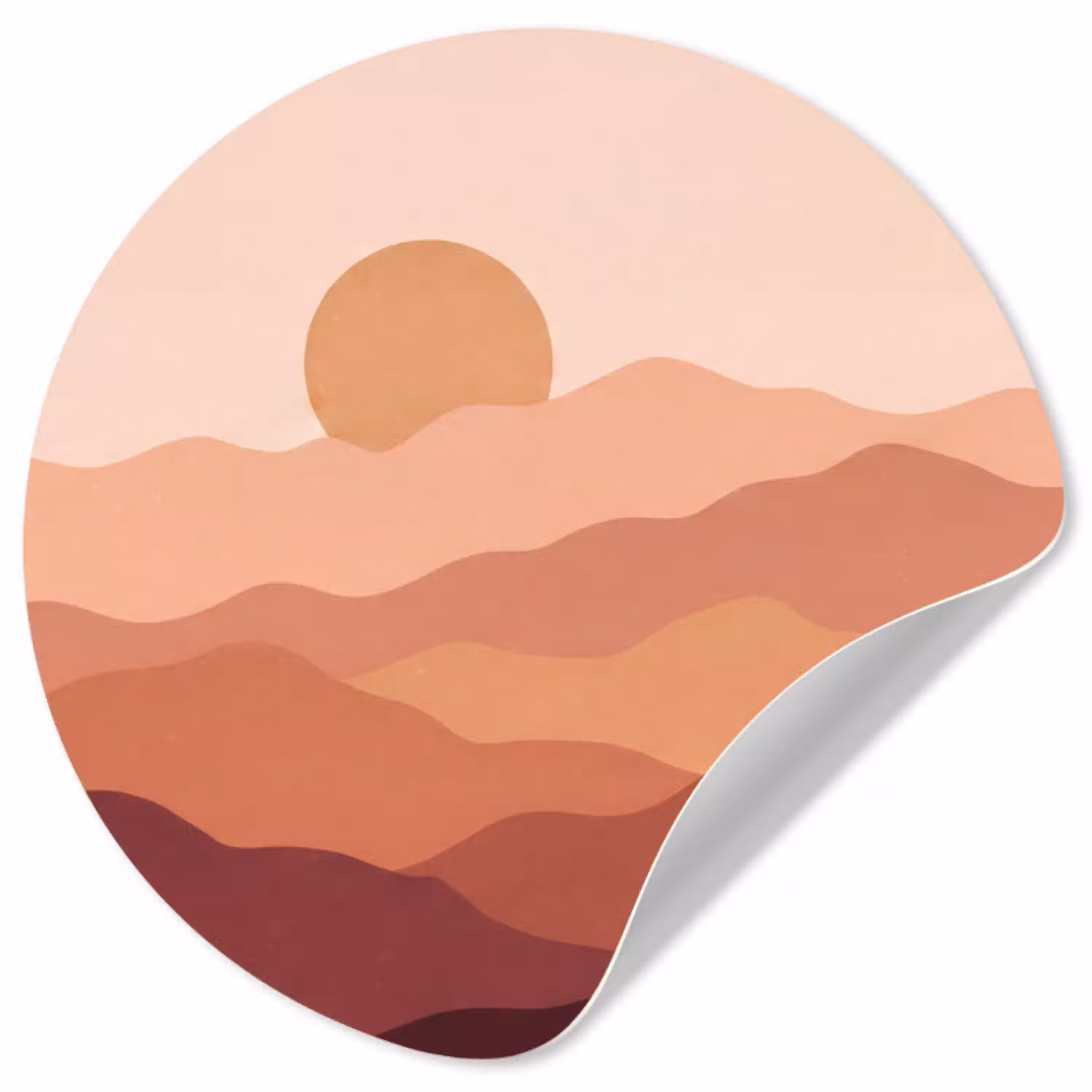 Natuur - Heuvels - Abstract - Modern - Oranje Wandcirkel behangsticker klein -3d