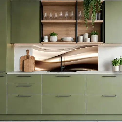 Golven - Abstract - Warm Beige keuken achterwand 2 middel -sfeer3