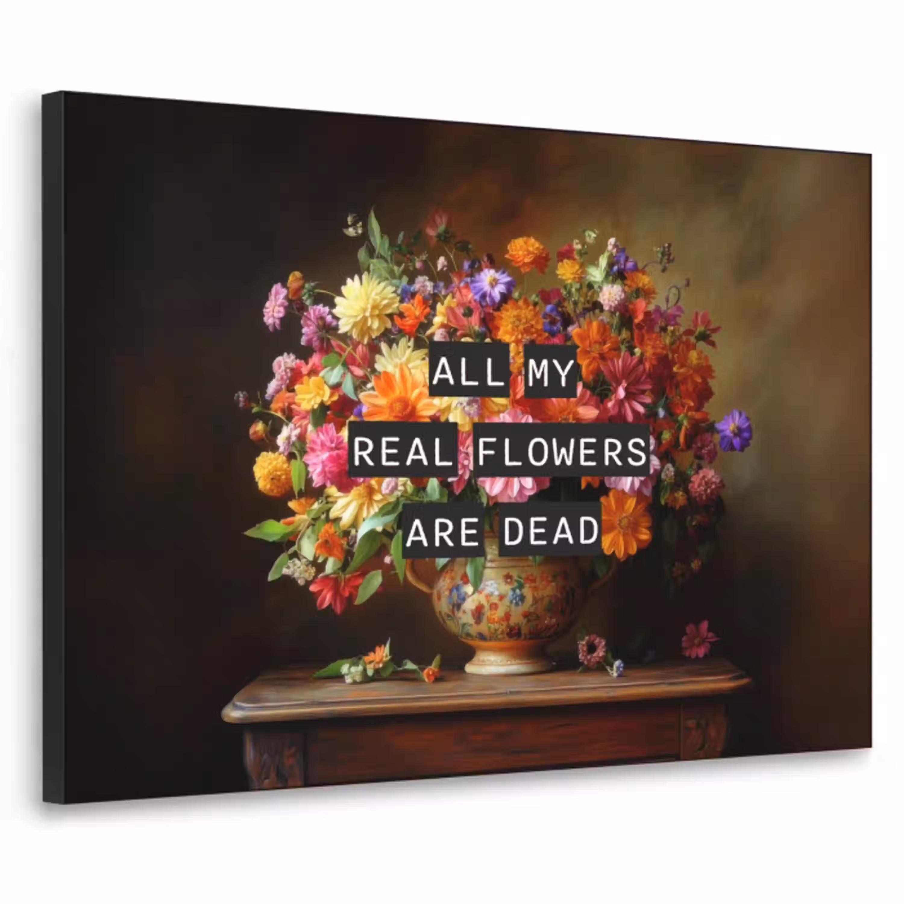 Kleur - Bloemen - Vintage - Bloemenvaas Textielframe - compleet frame klein -3d